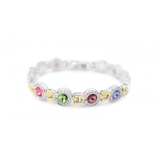 Magnetic Jewellery Bracelet Gold Links with Coloured Gems B7131*