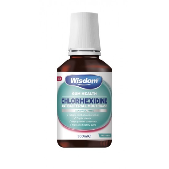 Wisdom Chlorhexidine Alcohol FREE Mouthwash 300ml Fresh Mint