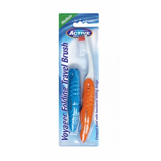 Active Toothbrush Voyager Folding Travel Brush Medium 2pk
