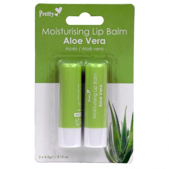 **Pretty Moisturising Lip Balm 2pk Aloe Vera