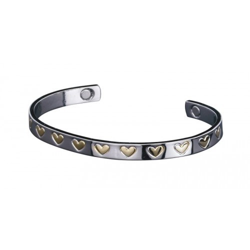 Biomagnetic Bracelets, Silver & Gold Hearts (D)