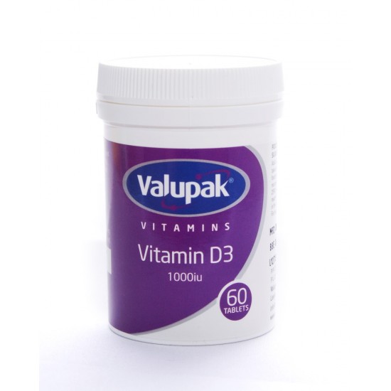 Valupak Vitamins Vitamin D3 1000iu Tablets 60's (purple) Valupak Vitamins Vitamin D3 1000iu Tablets 60's (purple)