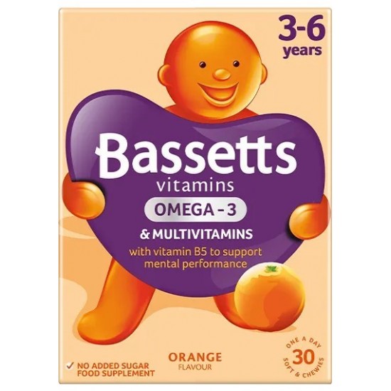 Bassetts Vitamins 30's - 3-6 Years Omega 3 + Multivitamins Orange