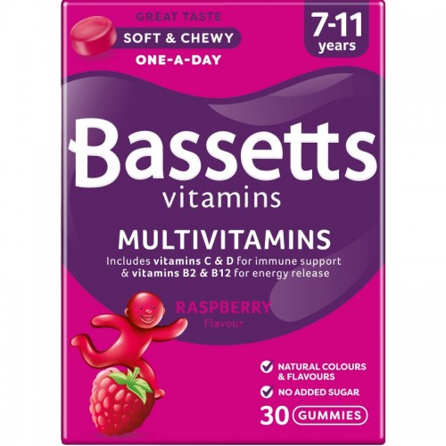 Bassetts Vitamins 30's - 7-11 Years Multivitamins Raspberry
