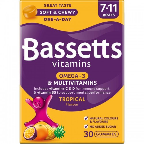 Bassetts Vitamins 30's - 7-11 Years Omega 3 & Multivitamins Tropical