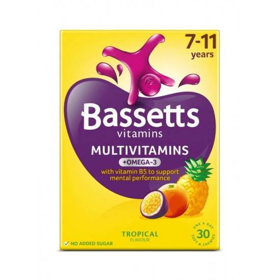 Bassetts Vitamins 30's - 7-11 Years Multivitamins + Omega 3 Tropical
