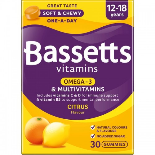 Bassetts Vitamins 30's - 12-18 Years Omega 3 & Multivitamins Citrus