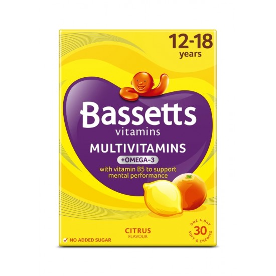 Bassetts Vitamins 30's - 12-18 Years Multivitamins + Omega 3 Citrus