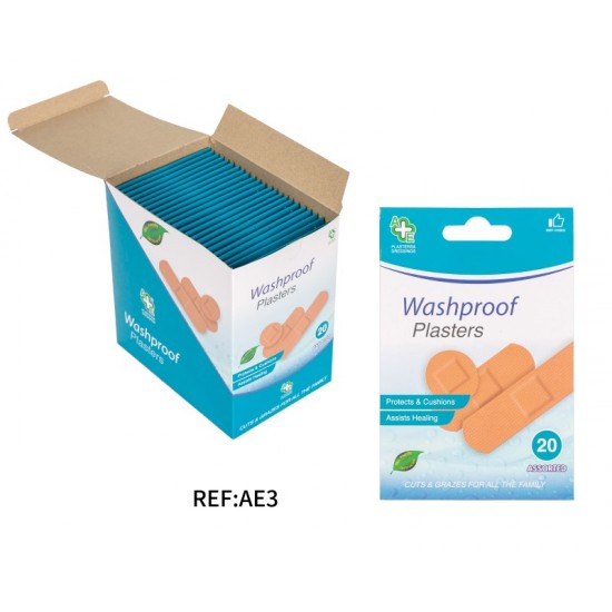 A&E Assorted Plasters 20's Washproof 