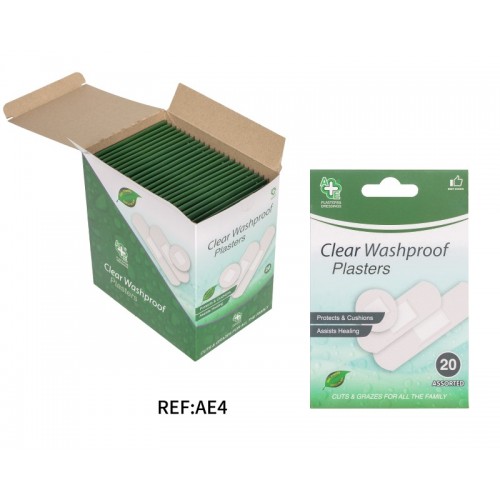 A&E Assorted Plasters 20's Clear Washproof (AE4)