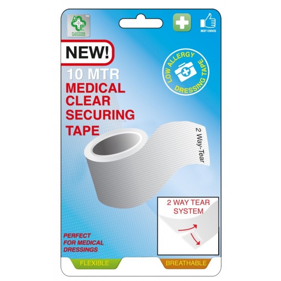 A&E Medical Clear Securing Tape 10mtr
