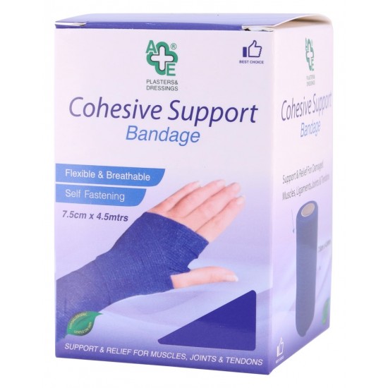 A&E Cohesive Bandage Blue 7.5cm x 4.5mtr 
