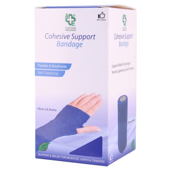 A&E Cohesive Bandage Blue 10cm x 4.5mtr