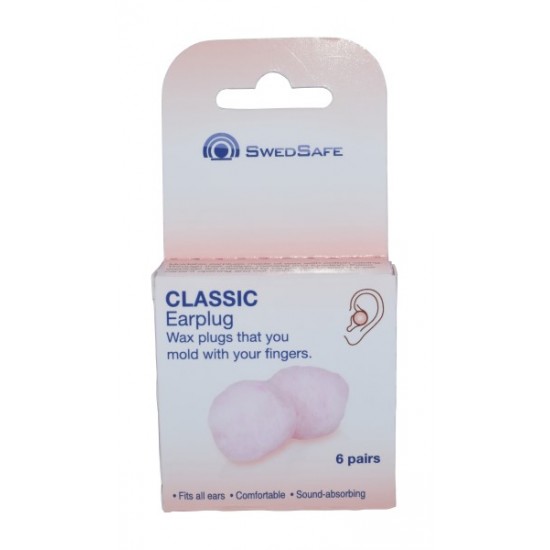 SwedSafe Earplug 6pairs Classic Wax One Size