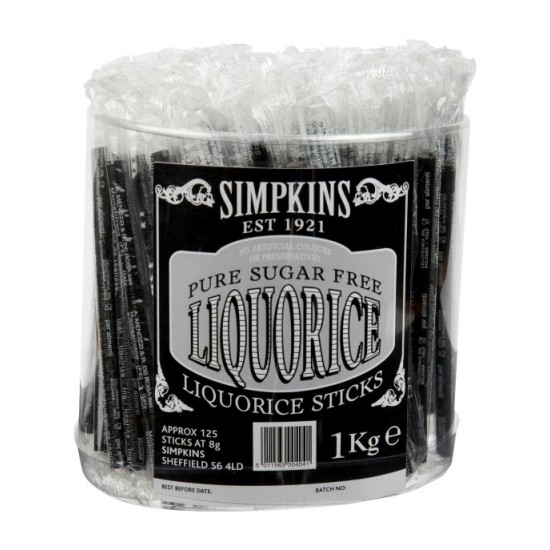 Simpkins Pure Sugar Free Liquorice Sticks 1Kg (125 Sticks)
