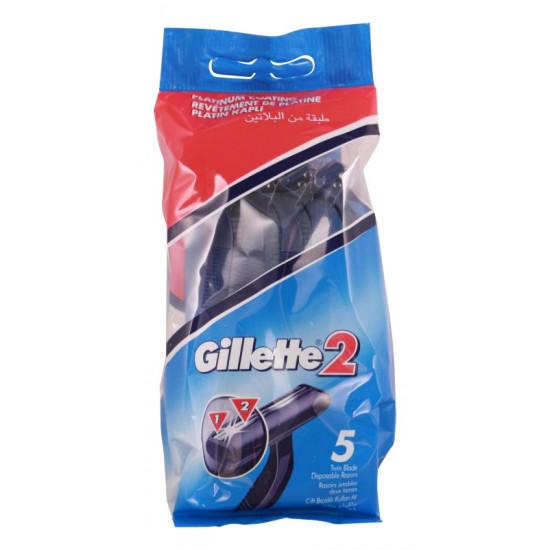 Gillette 2 Disposable Razors 5's - Bag