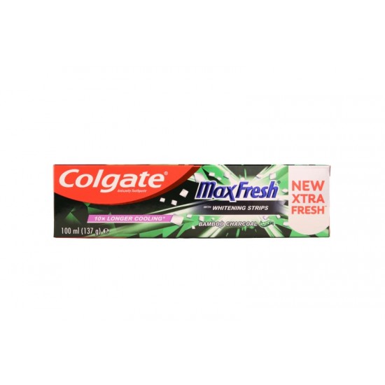 **Colgate Max Fresh Toothpaste 100ml Bamboo Charcoal with Whitening Strip