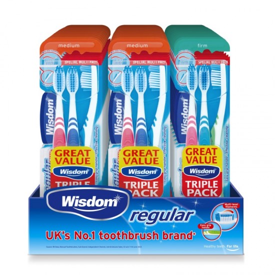 Wisdom Toothbrush CDU Regluar Triple Pack