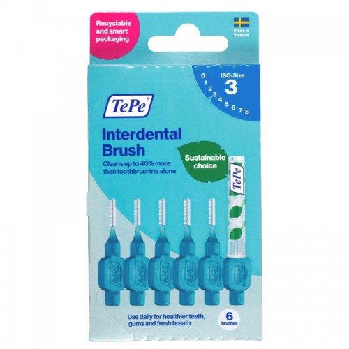 TePe Interdental Brushes Blue 0.6mm(3)  6's