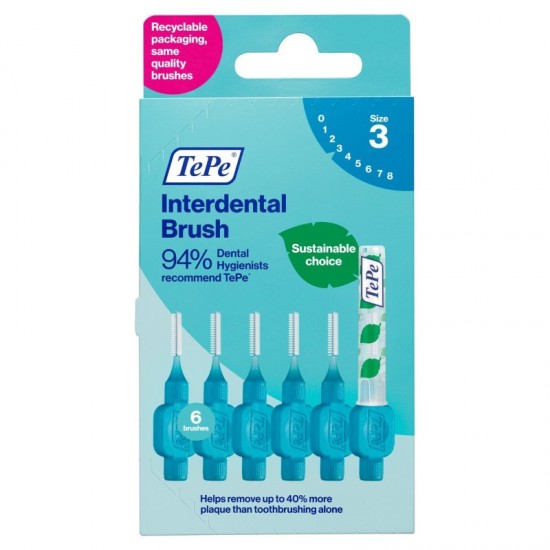 TePe Interdental Brushes Blue 0.6mm(3)  6's