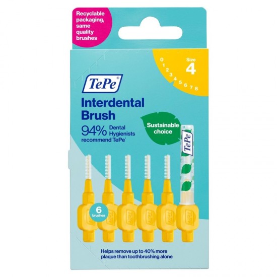 TePe Interdental Brushes Yellow 0.7mm(4)  6's