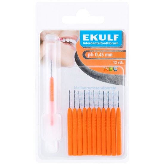 Ekulf Interdental Toothbrushes 0.45mm Orange 12's