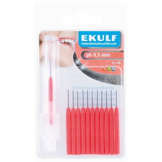 Ekulf Interdental Toothbrushes 0.5mm Red 12's