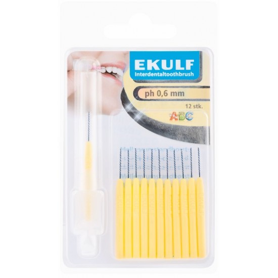 Ekulf Interdental Toothbrushes 0.6mm Yellow 12's