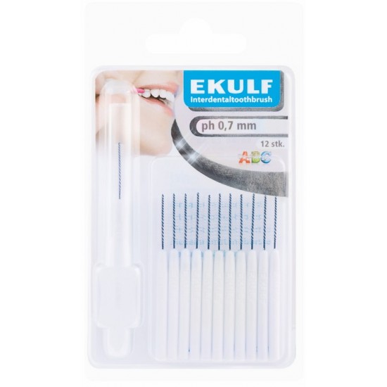 Ekulf Interdental Toothbrushes 0.7mm White 12's