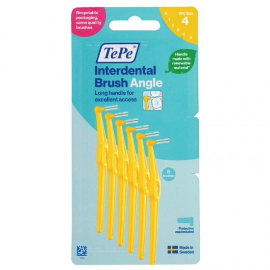 TePe ANGLE Interdental Brushes 6's 0.7mm(4) Yellow