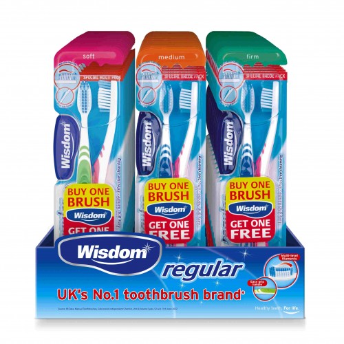 Wisdom Toothbrush CDU Regular 2pk