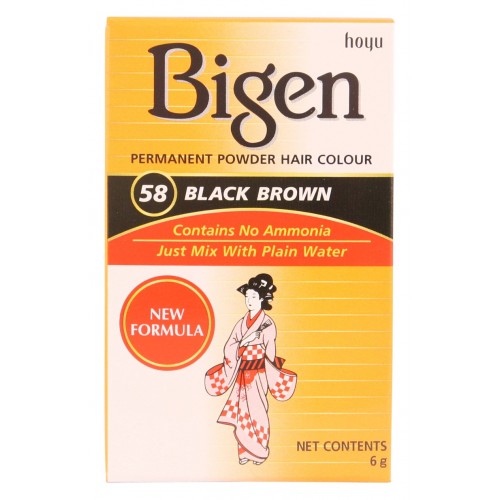 Bigen Permanent Powder Hair Colour 6g 58 Black Brown