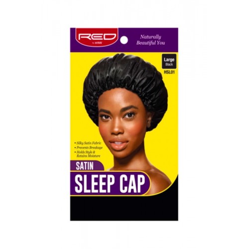 Satin Sleep Cap Black Large