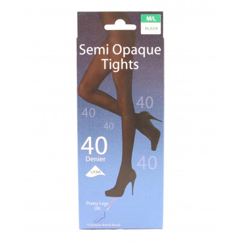 **Pretty Legs 40 Semi Denier Opaque Tights Black M/L