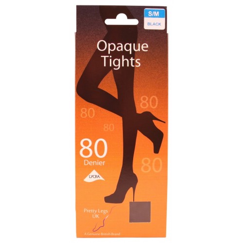 Pretty Legs 80 Denier Opaque Tights Black S/M