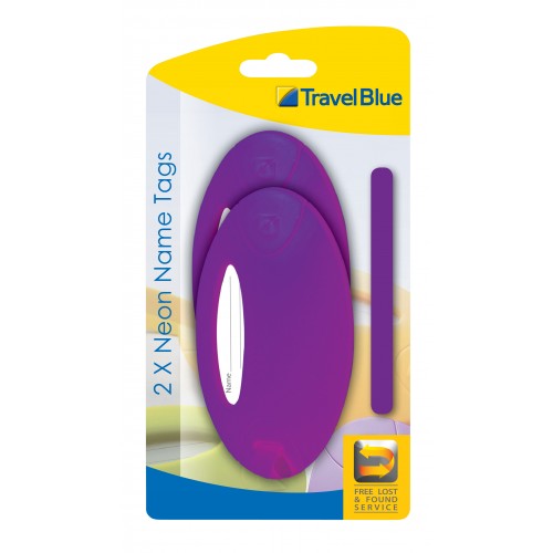 Travel Blue Neon Name Tags 2's (015) (D)
