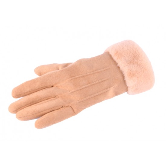 Ladies Suede Effect Gloves Assorted with Faux Fur Trim