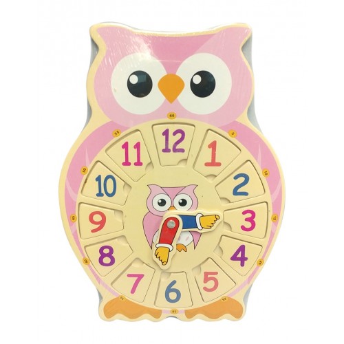 Let's Learn Owl Clock Pink LP62046 (D)