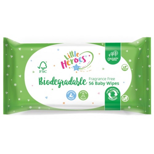 Little Heroes Baby Wipes 56's Fragrance Free Senstive Biodegradable