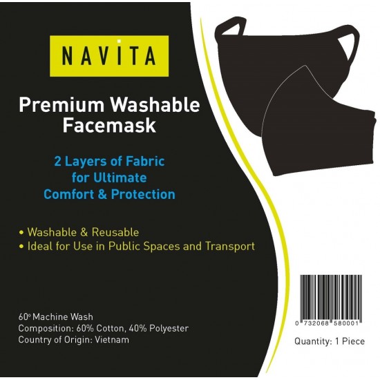 Navita Premium Washable Face Mask - Black*