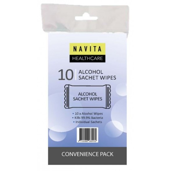 Navita Healthcare Anti-Bacterial Alcohol Wipes 10's (D)