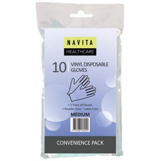 Navita Healthcare Vinyl Disposable Gloves 10's - Medium