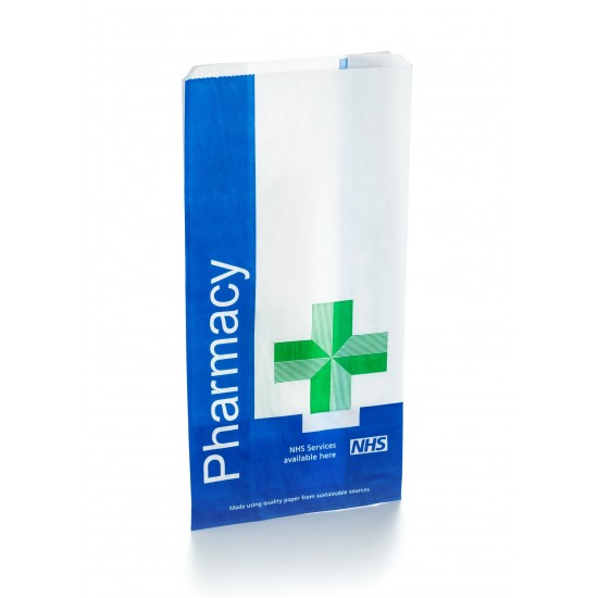 NHS Pharmacy Paper Counter Bag Gusseted VCB2 - 184 x 102 + 50mm