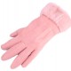 Ladies Suede Effect Gloves Assorted with Faux Fur Trim