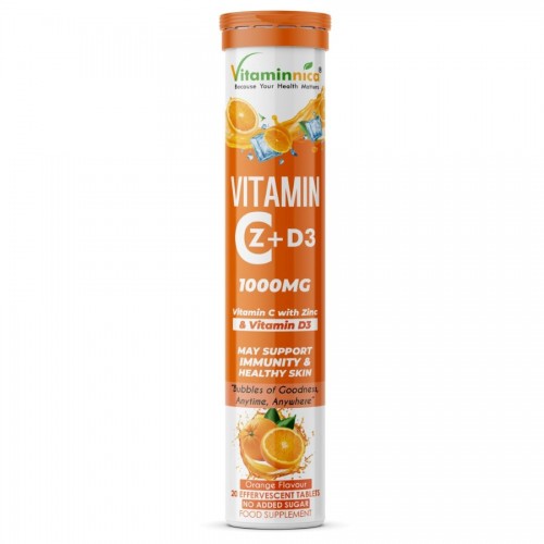 **Vitaminnica Effervescent Tablets 20's Vitamin C + Zinc + D3 
