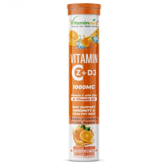 **Vitaminnica Effervescent Tablets 20's Vitamin C + Zinc + D3 