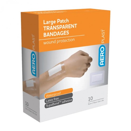 AeroPlast Transparent Bandages Large Patch 5 x 7.5cm 10's