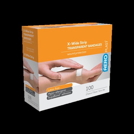 AeroPlast Transparent Bandage X-Wide Strip 100's
