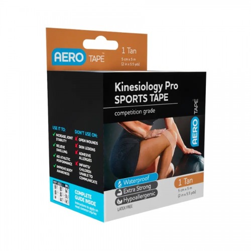 AeroTape Kinesiology Pro Sports Tape 5cm x 5m - TAN
