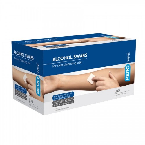 AeroWipe Alcohol Swabs Saturated with 70% Isopropyl Alcohol 100's